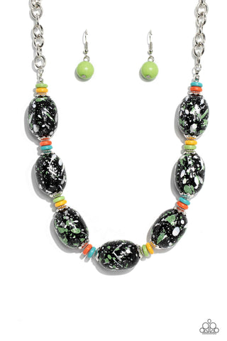 No Laughing SPLATTER - Green Necklace