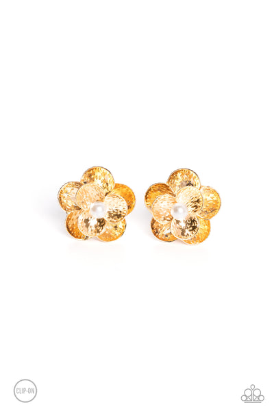 Miami Magic - Gold Clip On Earrings