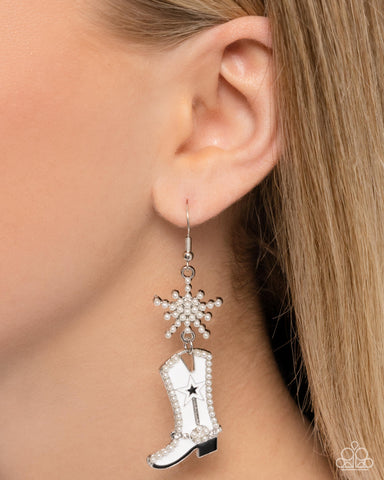 Compelling Cowboy White Earring