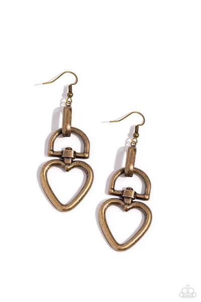 Padlock Your Heart - Brass Earrings