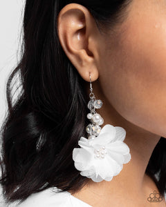 Fashionable Flower Girl - White Earrings