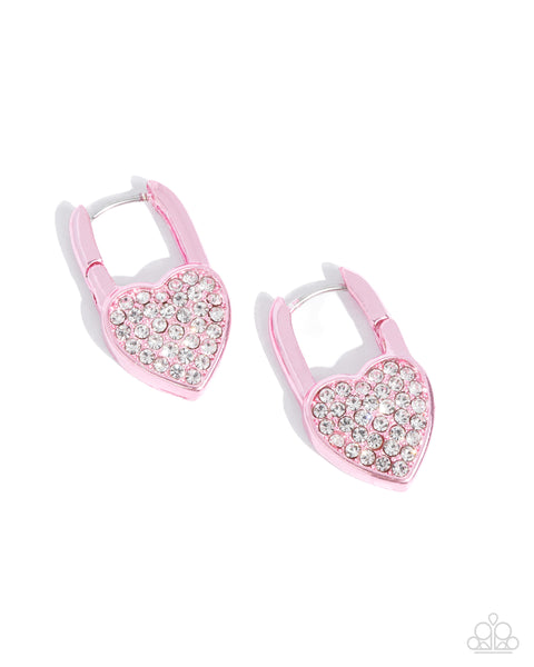 Padlocked Promise - Pink Earrings