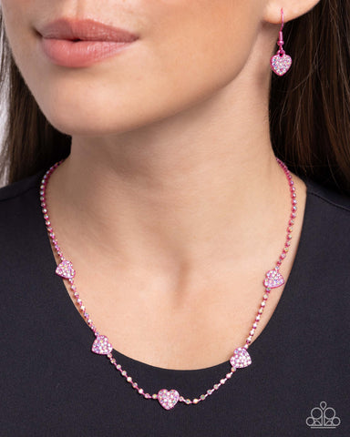 Homecoming Hearts - Pink Necklace