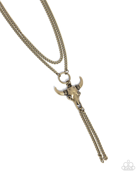 Layered Longhorn - Brass Necklace