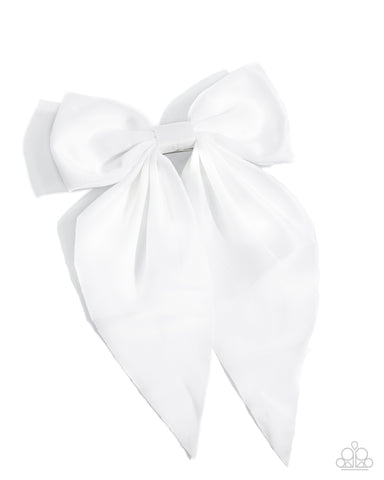 Perfect Poise - White Bow Hair Clip