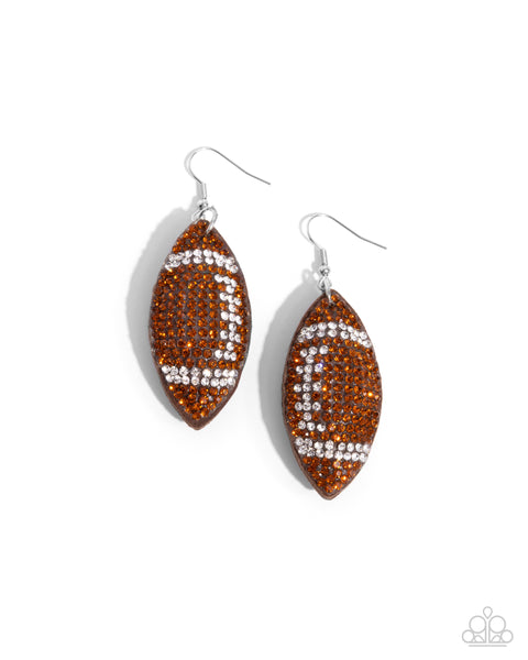 Thrilling Touchdown - Brown Earrings