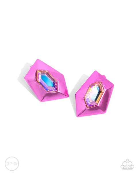 Dauntless Detail - Pink Clip On Earrings