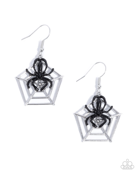 Spiderweb Statement - Black Earrings