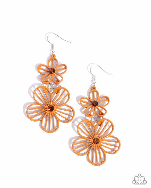 Textured Tiers - Orange Earrings