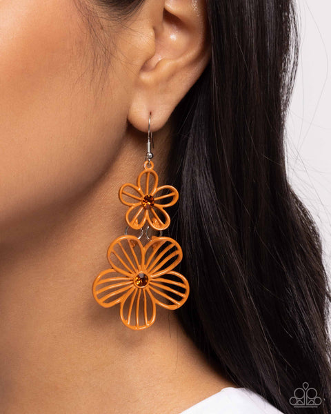 Textured Tiers - Orange Earrings