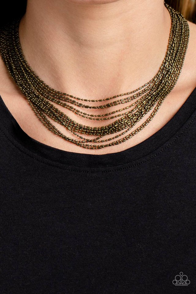 Cascading Chains Brass Necklace