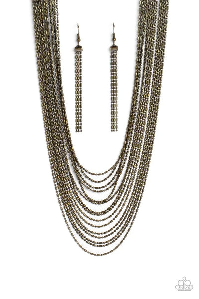 Cascading Chains Brass Necklace