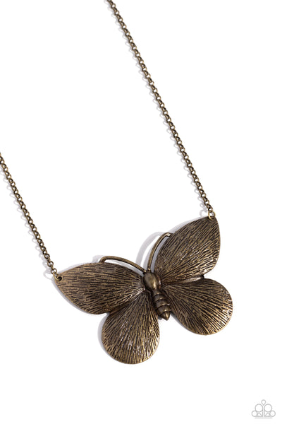 DRAWN to the Wind - Brass Necklace