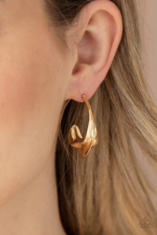 Modern Meltdown Gold Earrings