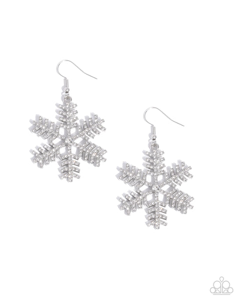 Snowflake Shimmer White Earrings