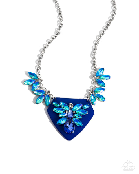 Scintillating Shield Blue Necklace