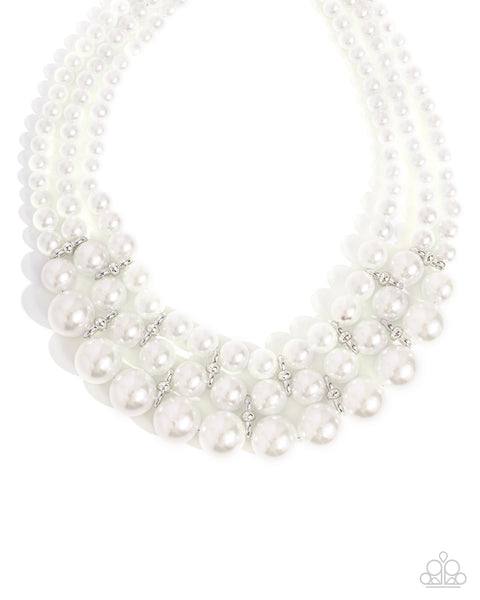 Glossy Gala White Necklace