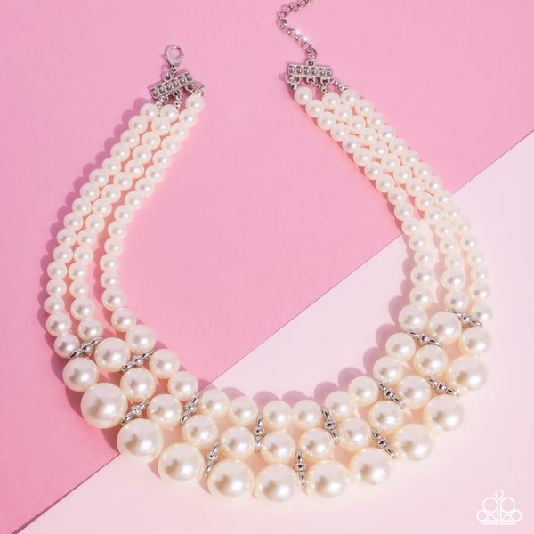 Glossy Gala White Necklace