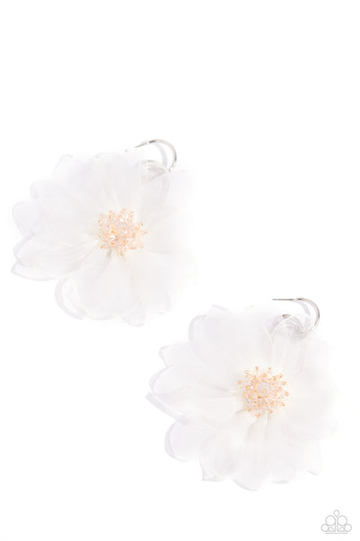 Cosmopolitan Chiffon - White Earrings