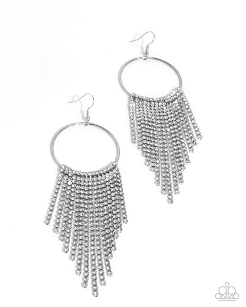 Streamlined Shimmer White Earrings