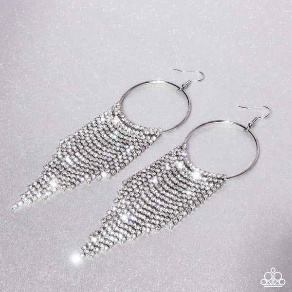 Streamlined Shimmer White Earrings