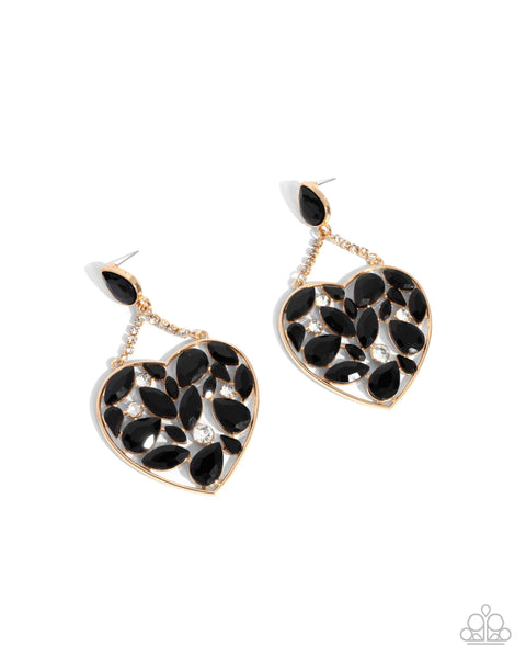 Glittery Gait Black Earrings