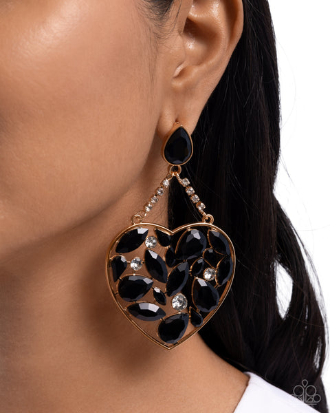 Glittery Gait Black Earrings