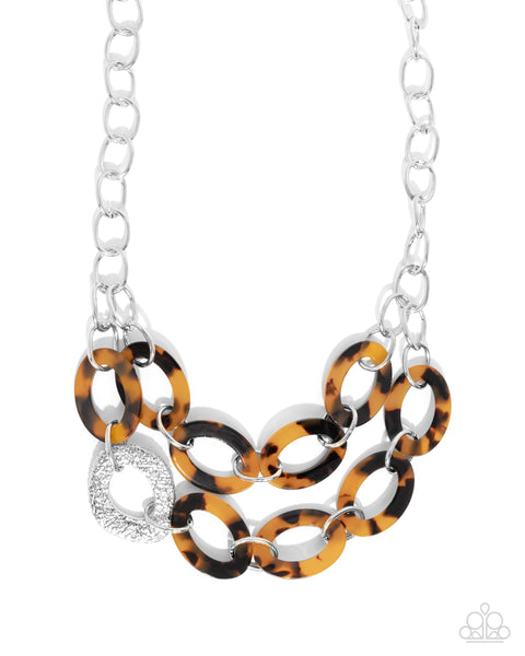 Patterned Presto Brown Necklace