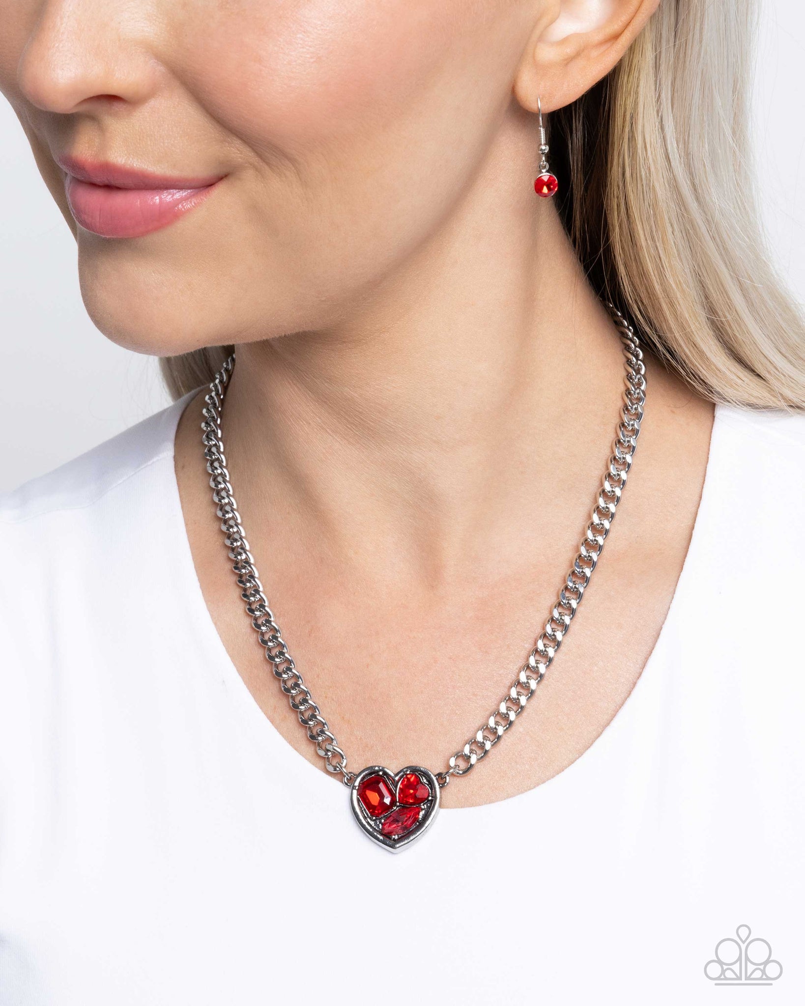 Tasteful Triad Red Necklace