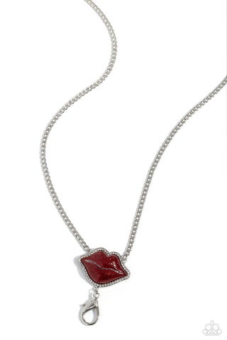 Lip Locked - Red Lanyard Necklace