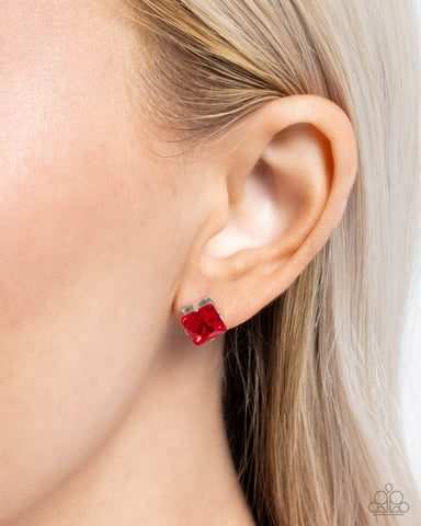 Squared Soprano Red Earrings