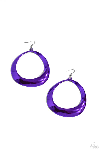 Asymmetrical Action - Purple Earrings