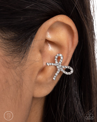 Convincing Charm White Ear Cuff Earring