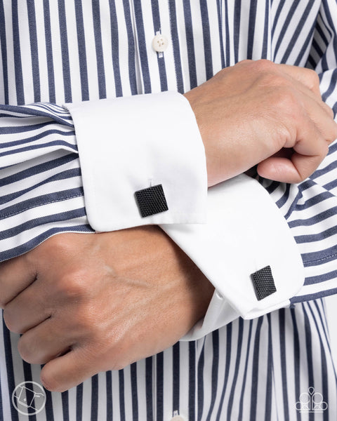 Shimmery Strength Black Cuff Links