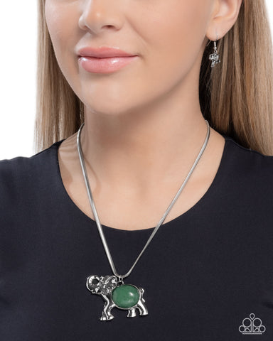 Empathetic Elephant Green Necklace