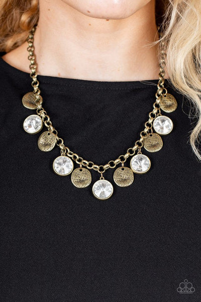 Spot On Sparkle Brass Necklace