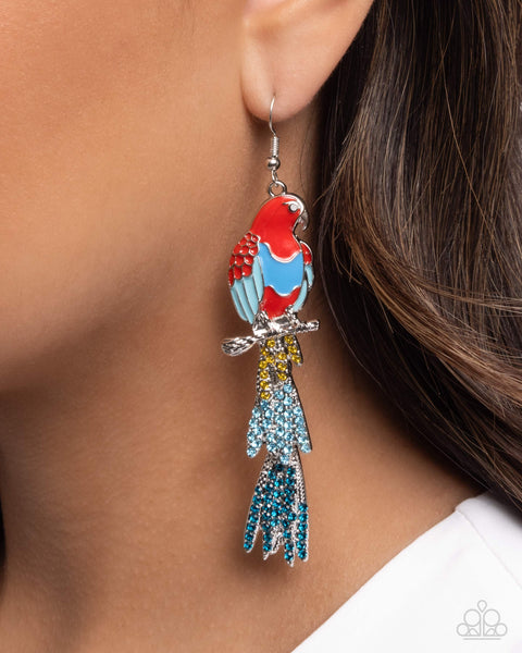 Parrot Pull Red Earring