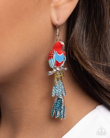 Parrot Pull Red Earring