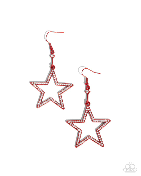Steady Stars Red Earrings