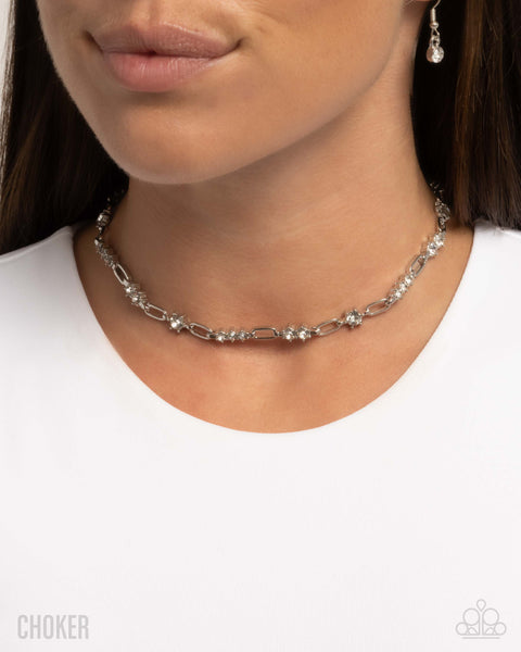 Pronged Pageantry White Necklace