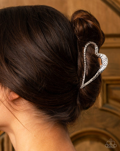 Heartfelt Hint Silver Hair Clip