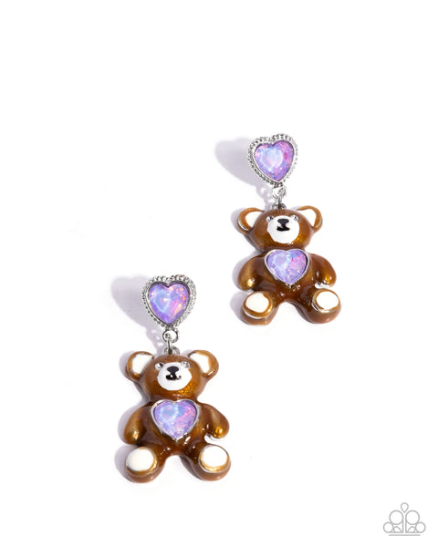 Traditional Teddy Purple Earring