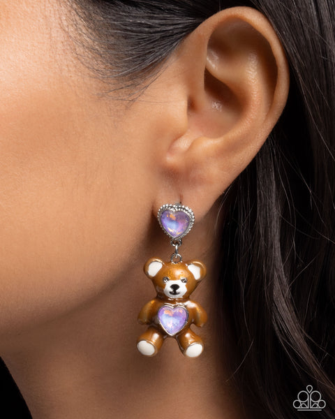 Traditional Teddy Purple Earring