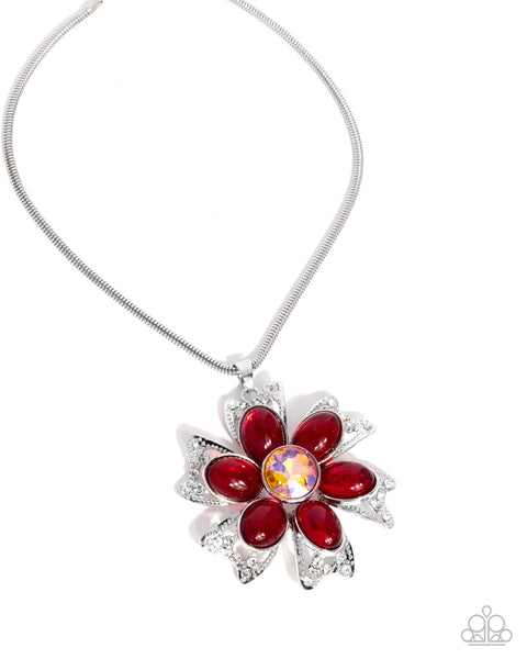 Floral Figurehead Red Necklace