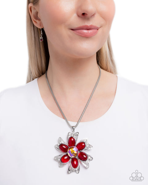 Floral Figurehead Red Necklace