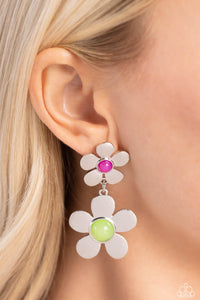 Fashionable Florals - Green Earrings