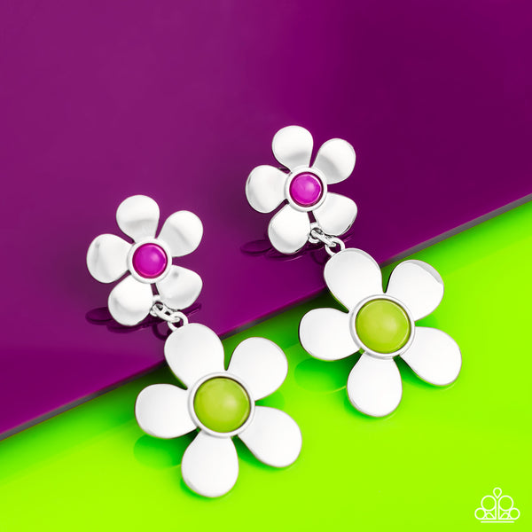 Fashionable Florals - Green Earrings