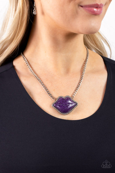 Lip Locked - Purple Necklace