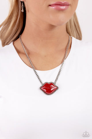 Lip Locked - Red Necklace