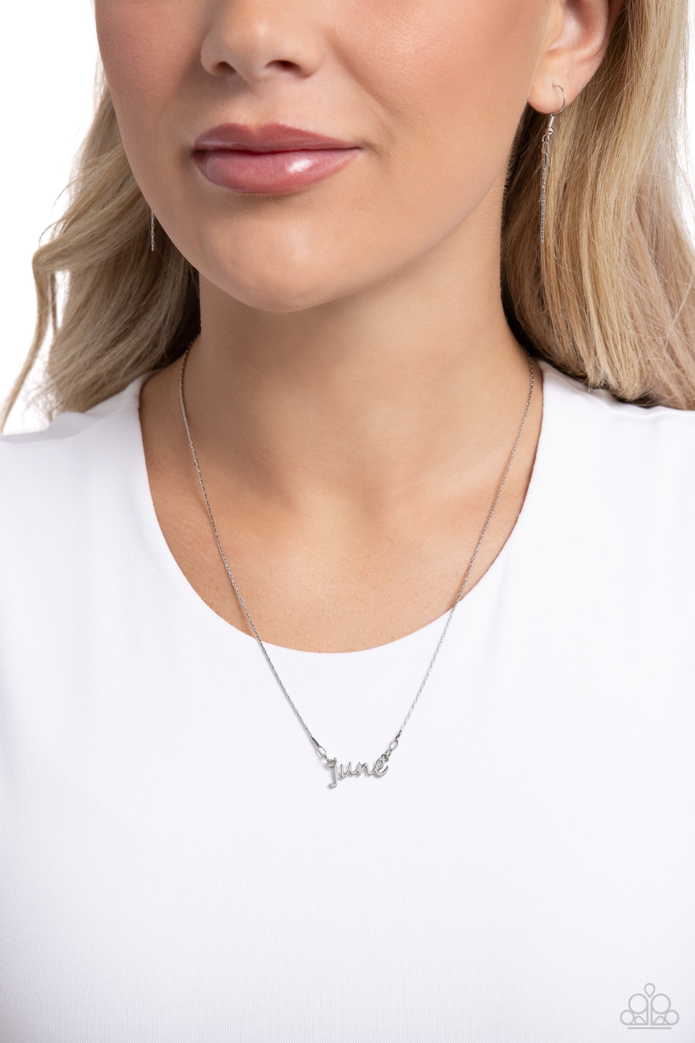 Birth Month Bling June Silver Necklace